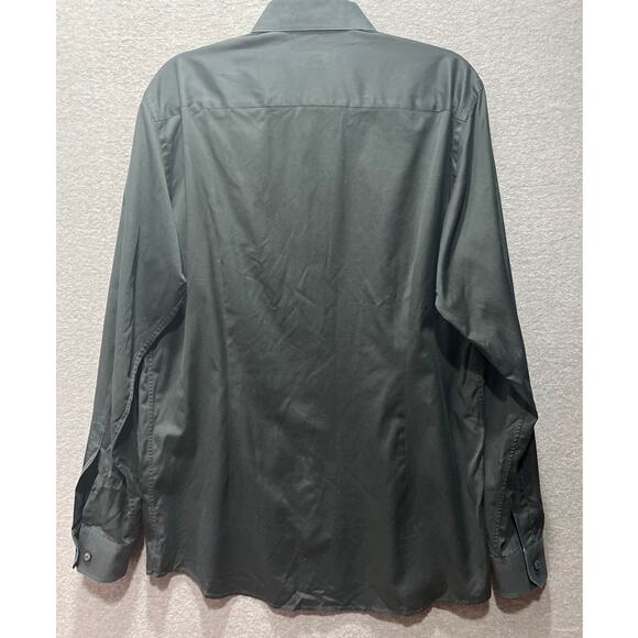 ETON Contemporary Mens All Black Button Down Long Sleeve Dress Shirt Size 16 - Picture 4 of 10